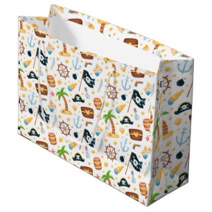 Cute Pirate Themed Nautical Pattern  Large Gift Bag