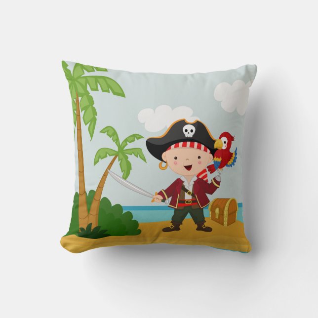 Cute Pirate Throw Pillow (Front)