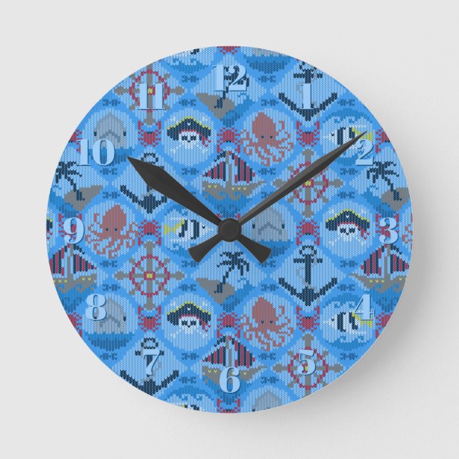 Cute Pirates Round Clock (Front)