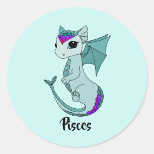 Cute Pisces Dragon design zodiac sticker