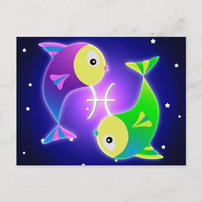 Cute Pisces Zodiac Postcard (Front)