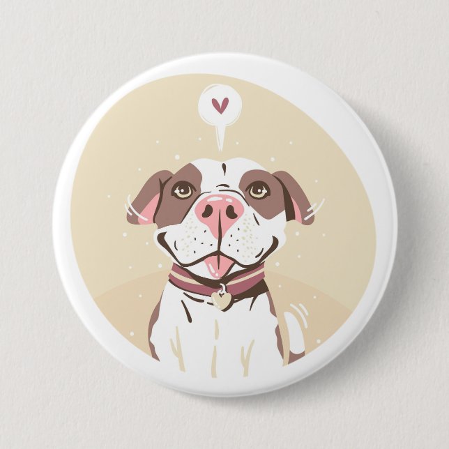 Cute Pit Bull 3 Inch Round Button (Front)