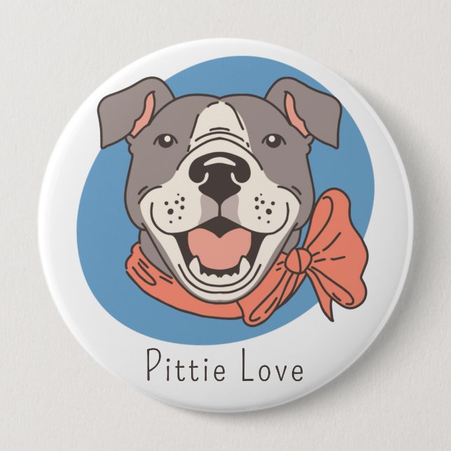 Cute Pit Bull 4 Inch Round Button (Front)