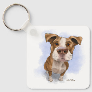 Cute Pit Bull Cartoon Keychain
