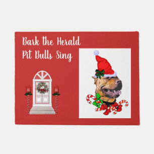 Cute Pit Bull Christmas Doormat