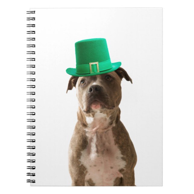 Cute Pit Bull Dog Hat St. Patrick's Day Notebook (Front)