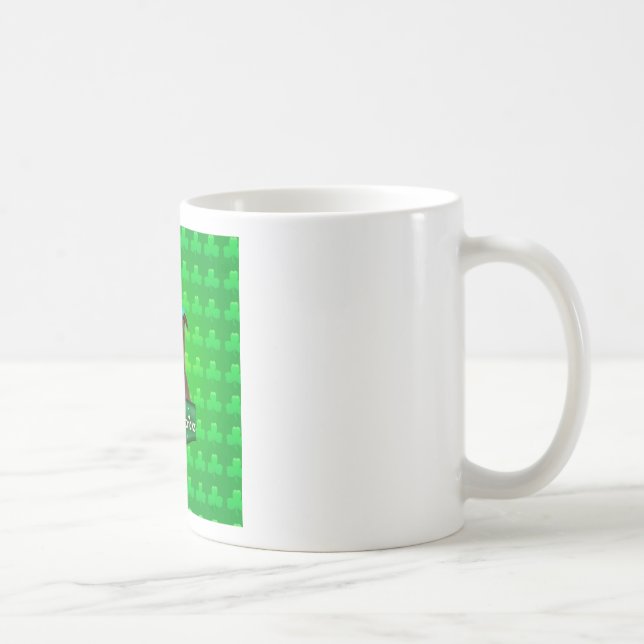 Cute Pit Bull Dog Hat St. Patrick's Day w Clovers Coffee Mug (Right)
