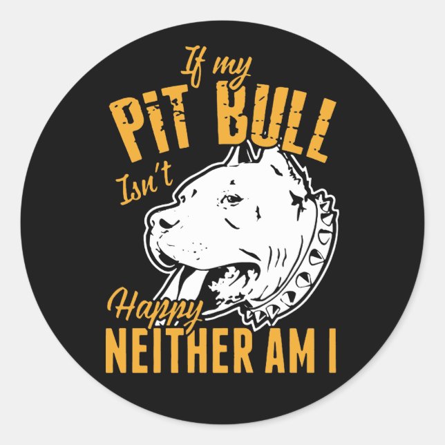 Cute Pit Bull Mom Dad Puppy Dog Funny Pitbull Classic Round Sticker (Front)