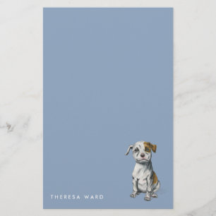 Cute Pit Bull Puppy Drawing Add Your Name Stationery
