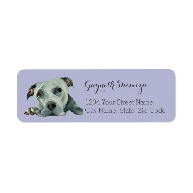Cute Pit Bull Terrier Dog Return Address (Front)