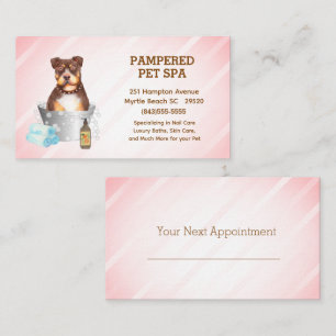 Cute Pit Bull Terrier Pet Groomer Spa Appointment Business Card