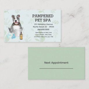 Cute Pit Bull Terrier Pet Groomer Spa Appointment Business Card