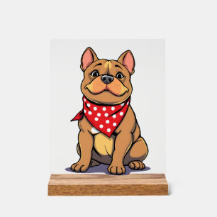 Cute Pitbull Bulldog with Bandana Funny Dog Lover Acrylic Sign