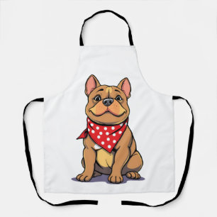 Cute Pitbull Bulldog with Bandana Funny Dog Lover Apron