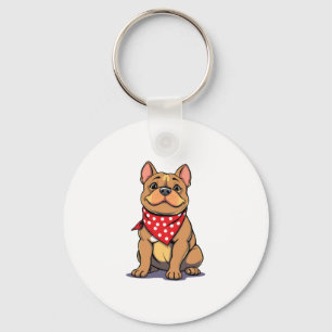 Cute Pitbull Bulldog with Bandana Funny Dog Lover Keychain