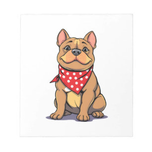 Cute Pitbull Bulldog with Bandana Funny Dog Lover Notepad