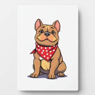 Cute Pitbull Bulldog with Bandana Funny Dog Lover Plaque