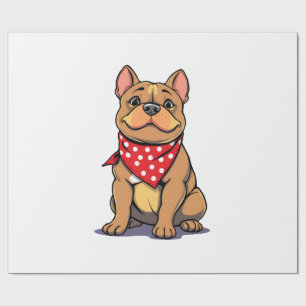 Cute Pitbull Bulldog with Bandana Funny Dog Lover Wrapping Paper