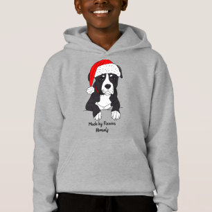 Cute Pitbull Cartoon with Santa Hat