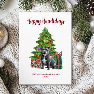 Cute Pitbull Dog Family Christmas Holiday Card