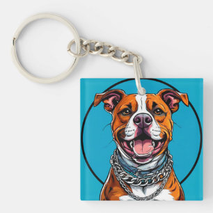 Cute Pitbull dog Keychain