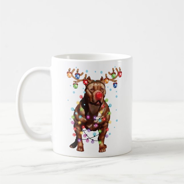 Cute Pitbull Dog Lover Funny Xmas Holiday Gift Coffee Mug (Left)