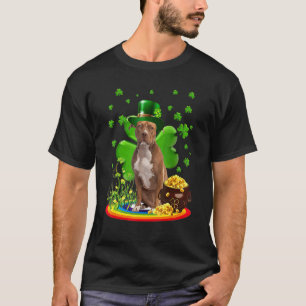 Cute Pitbull Dog Shamrock St Patricks Day Dog Iris T-Shirt