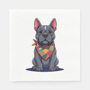 Cute Pitbull Frenchie Dog with Bandana Art Napkin