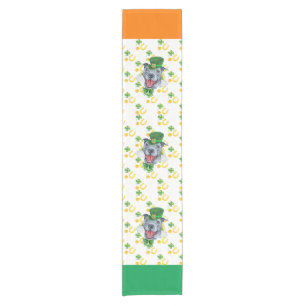 Cute Pitbull Holiday Home Decor St Patricks Day Short Table Runner