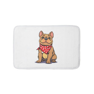Cute Pitbull with Bandana Adorable Dog Lover Gif Bath Mat