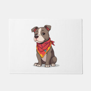 Cute Pitbull with Bandana Adorable Dog Lover Gif Doormat