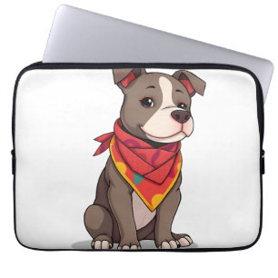 Cute Pitbull with Bandana Adorable Dog Lover Gif Laptop Sleeve