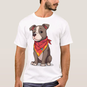 Cute Pitbull with Bandana  Adorable Dog Lover Gif T-Shirt