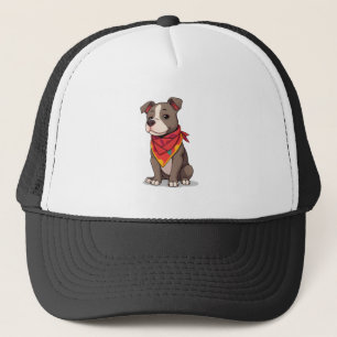 Cute Pitbull with Bandana Adorable Dog Lover Gif Trucker Hat