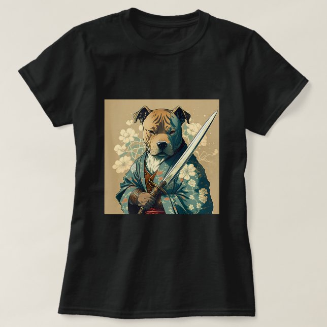 Cute pitbull with katana blade T-Shirt (Design Front)