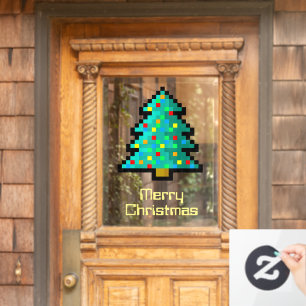 Cute Pixel Art Christmas Tree Funny Geeky Custom Window Cling