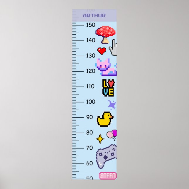 Cute Pixel Art Growth Chart Centimetre (Front)