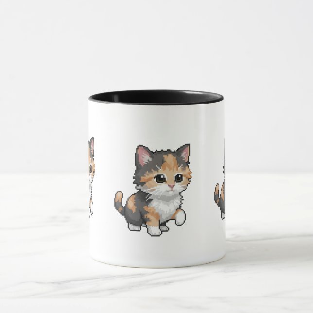 Cute Pixel Art Kitten Mug (Centre)
