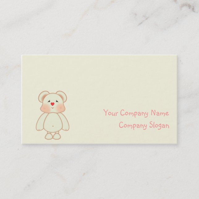 Cute Pixel Drawn Bear Business Card (Front)
