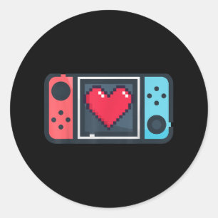 Cute Pixel Heart Gamer Valentines Day T For Men Wo Classic Round Sticker