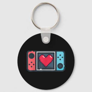 Cute Pixel Heart Gamer Valentines Day T For Men Wo Keychain