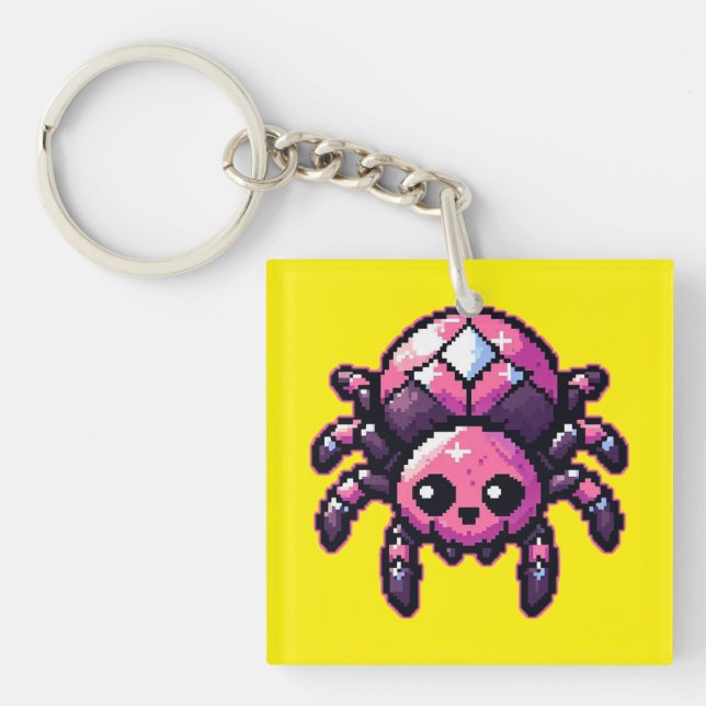 Cute Pixel Spider Keychain (Front)