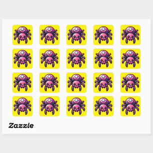 Cute Pixel Spider Square Sticker
