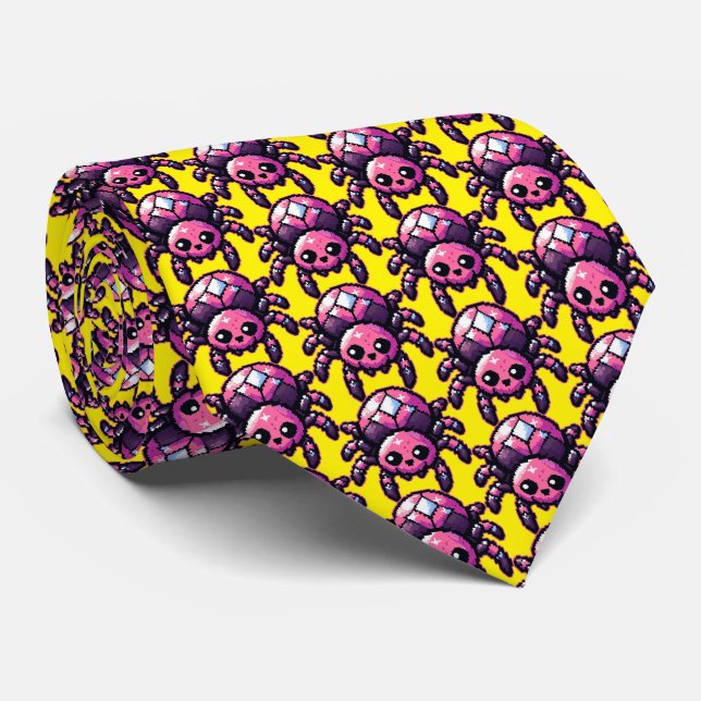 Cute Pixel Spider Tie (Rolled)