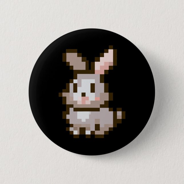 Cute Pixelated Easter Video Game Easter Bunny Gami 2 Inch Round Button (Front)