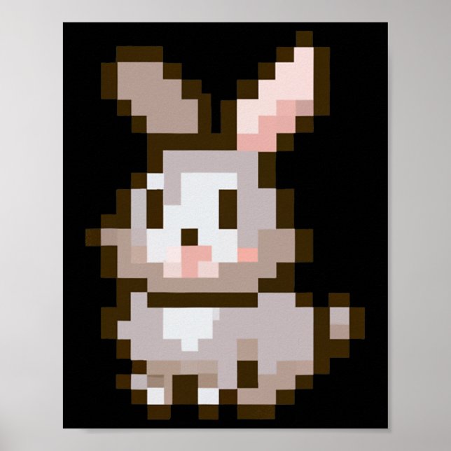 Cute Pixelated Easter Video Game Easter Bunny Gami Poster (Front)