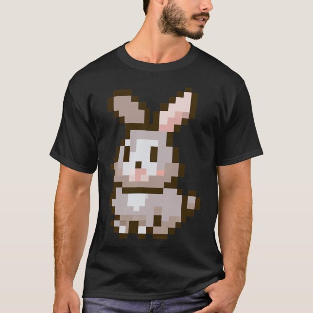 Cute Pixelated Easter Video Game Easter Bunny Gami T-Shirt (Front)