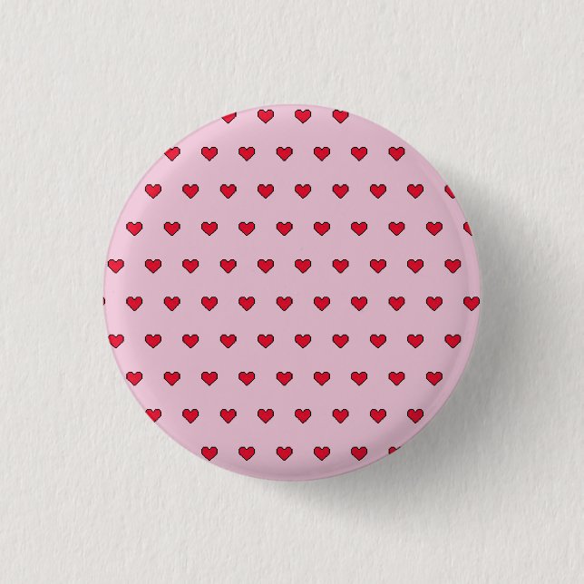 Cute pixelated heart shape  1 inch round button (Front)