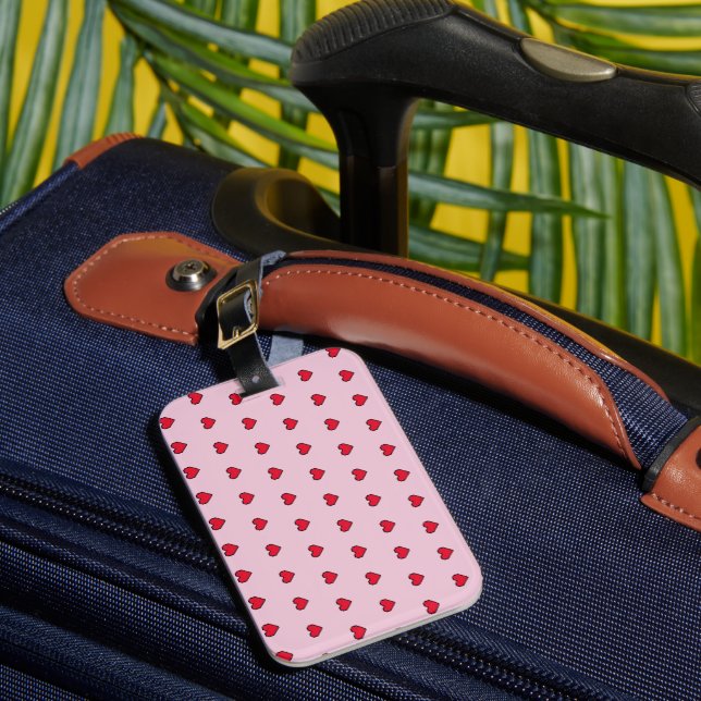 Cute pixelated heart shape  luggage tag (Front Insitu 1)