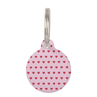 Cute pixelated heart shape  pet tag